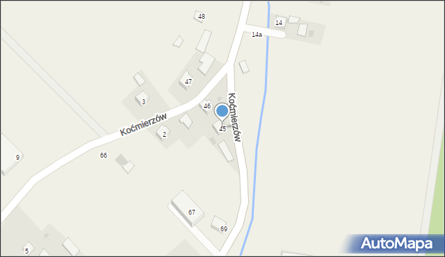 Koćmierzów, Koćmierzów, 45, mapa Koćmierzów
