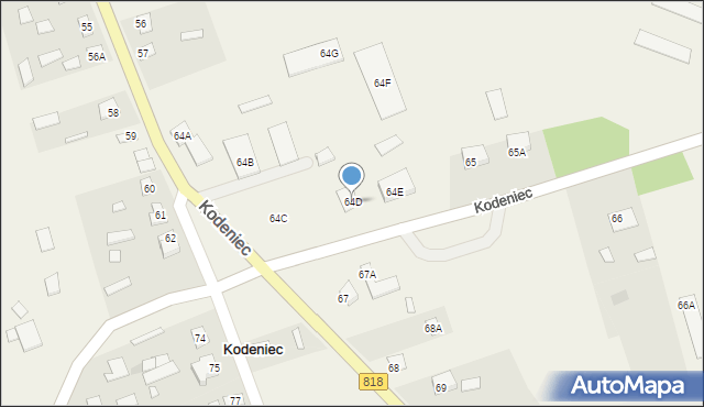 Kodeniec, Kodeniec, 64D, mapa Kodeniec