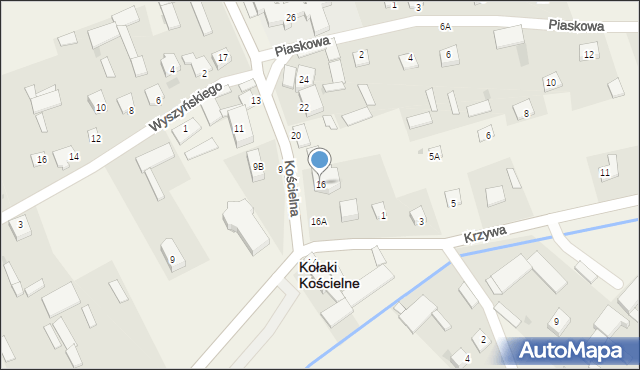 Kołaki Kościelne, Kościelna, 16, mapa Kołaki Kościelne