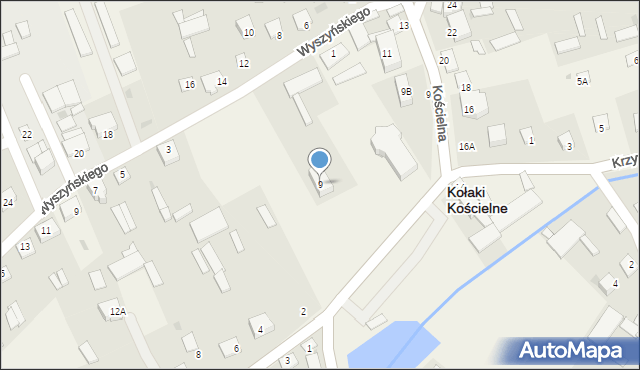 Kołaki Kościelne, Kościelna, 9, mapa Kołaki Kościelne