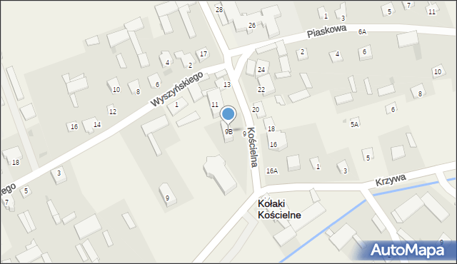 Kołaki Kościelne, Kościelna, 9B, mapa Kołaki Kościelne