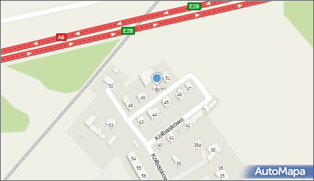 Kołbaskowo, Kołbaskowo, 50, mapa Kołbaskowo