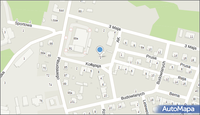 Kolbuszowa, Kołłątaja Hugo, 1, mapa Kolbuszowa