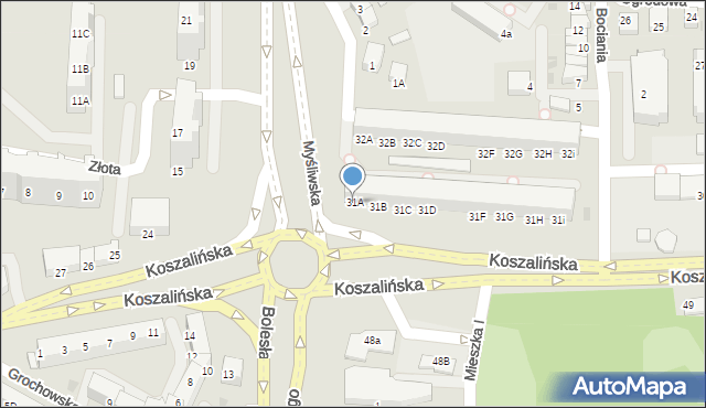 Kołobrzeg, Koszalińska, 31A, mapa Kołobrzegu