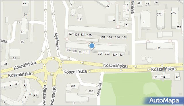 Kołobrzeg, Koszalińska, 31E, mapa Kołobrzegu
