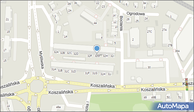 Kołobrzeg, Koszalińska, 32G, mapa Kołobrzegu