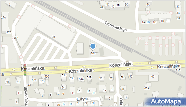 Kołobrzeg, Koszalińska, 36b, mapa Kołobrzegu