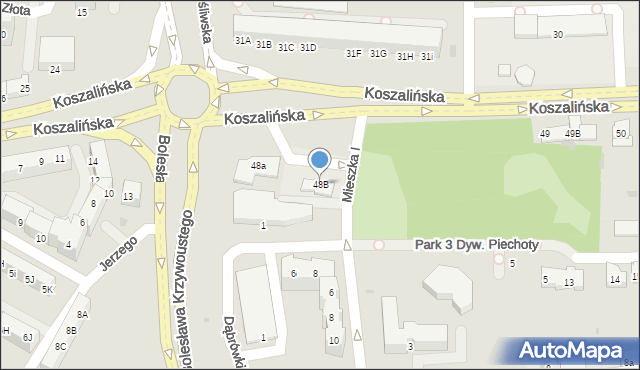 Kołobrzeg, Koszalińska, 48B, mapa Kołobrzegu