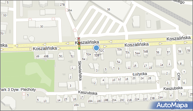 Kołobrzeg, Koszalińska, 52B, mapa Kołobrzegu