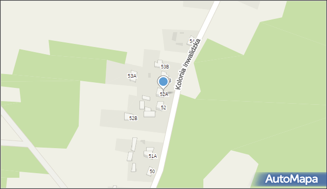 Kolonia Inwalidzka, Kolonia Inwalidzka, 52A, mapa Kolonia Inwalidzka