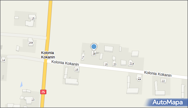 Kolonia Kokanin, Kolonia Kokanin, 18, mapa Kolonia Kokanin