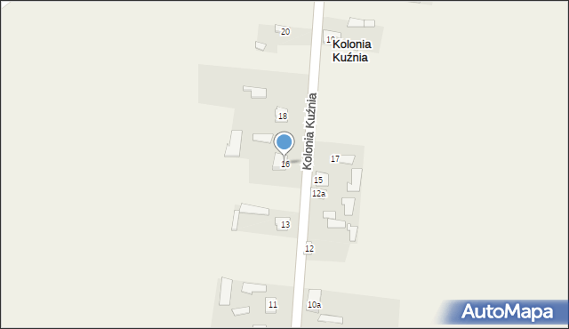 Kolonia Kuźnia, Kolonia Kuźnia, 16, mapa Kolonia Kuźnia