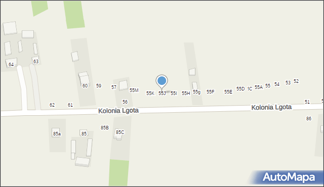 Kolonia Lgota, Kolonia Lgota, 55J, mapa Kolonia Lgota