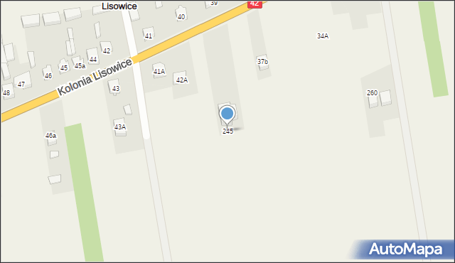 Kolonia Lisowice, Kolonia Lisowice, 245, mapa Kolonia Lisowice