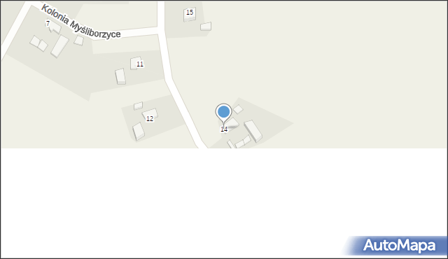 Kolonia Myśliborzyce, Kolonia Myśliborzyce, 14, mapa Kolonia Myśliborzyce