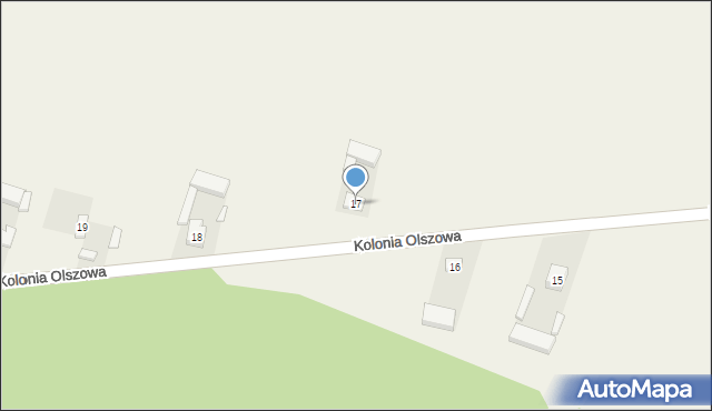 Kolonia Olszowa, Kolonia Olszowa, 17, mapa Kolonia Olszowa