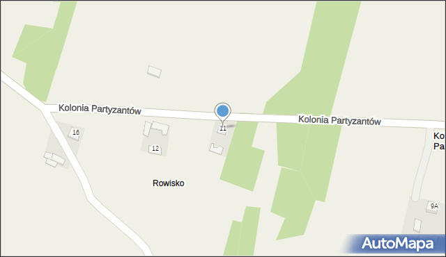 Kolonia Partyzantów, Kolonia Partyzantów, 11, mapa Kolonia Partyzantów