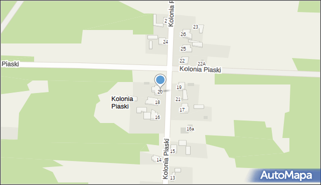 Kolonia Piaski, Kolonia Piaski, 20, mapa Kolonia Piaski