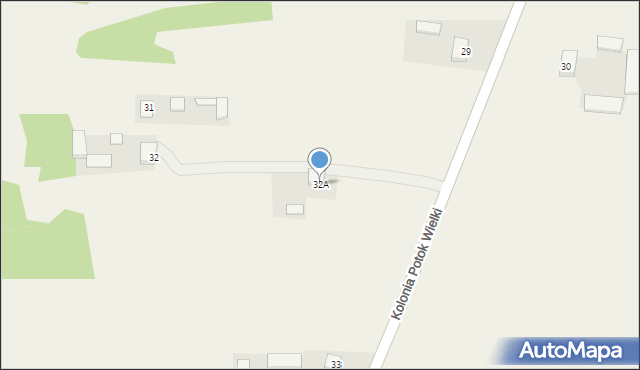 Kolonia Potok Wielki, Kolonia Potok Wielki, 32A, mapa Kolonia Potok Wielki