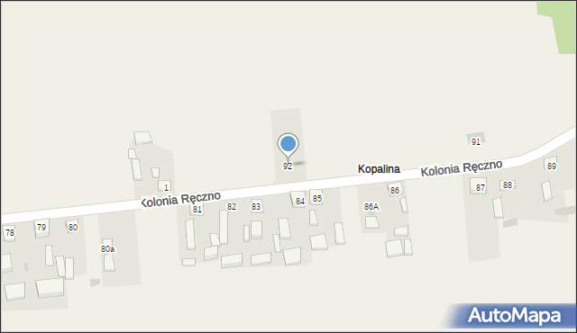 Kolonia Ręczno, Kolonia Ręczno, 92, mapa Kolonia Ręczno