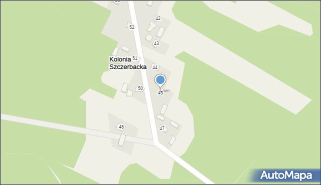 Kolonia Szczerbacka, Kolonia Szczerbacka, 45, mapa Kolonia Szczerbacka