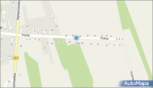 Kolonia Wierzchowisko, Kosmiczna, 17, mapa Kolonia Wierzchowisko