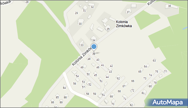 Kolonia Zimkówka, Kolonia Zimkówka, 39, mapa Kolonia Zimkówka