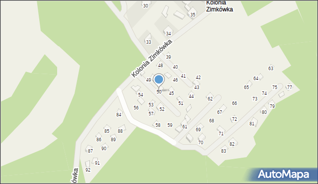 Kolonia Zimkówka, Kolonia Zimkówka, 50, mapa Kolonia Zimkówka