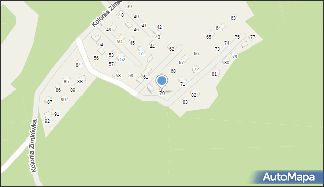 Kolonia Zimkówka, Kolonia Zimkówka, 70, mapa Kolonia Zimkówka