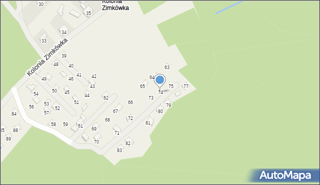 Kolonia Zimkówka, Kolonia Zimkówka, 74, mapa Kolonia Zimkówka