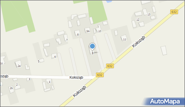 Kołoząb, Kołoząb, 9, mapa Kołoząb