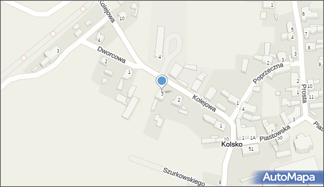 Kolsko, Kolejowa, 3, mapa Kolsko