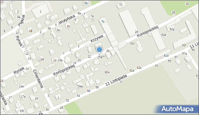 Koluszki, Konopnickiej Marii, 27a, mapa Koluszki