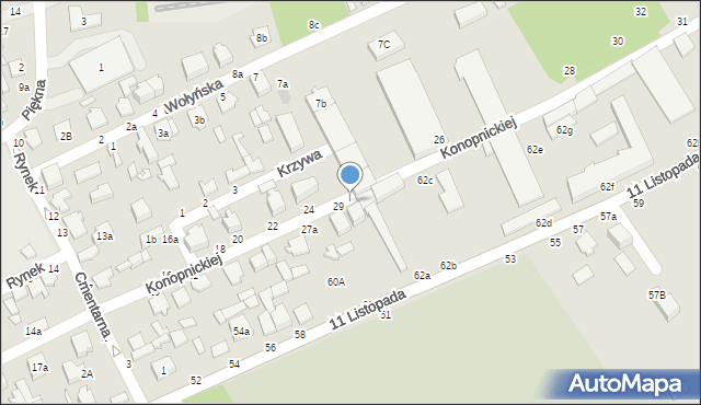 Koluszki, Konopnickiej Marii, 29a, mapa Koluszki