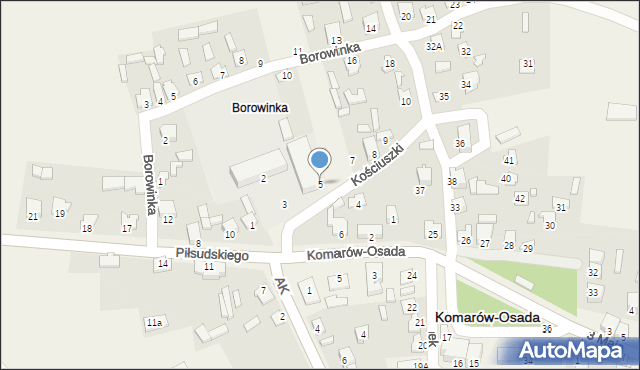 Komarów-Osada, Kościuszki Tadeusza, gen., 5, mapa Komarów-Osada