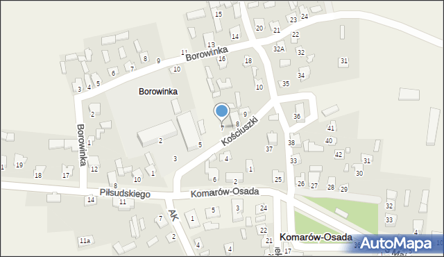 Komarów-Osada, Kościuszki Tadeusza, gen., 7, mapa Komarów-Osada