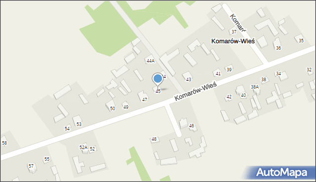 Komarów-Wieś, Komarów-Wieś, 45, mapa Komarów-Wieś