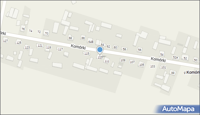 Komórki, Komórki, 113, mapa Komórki