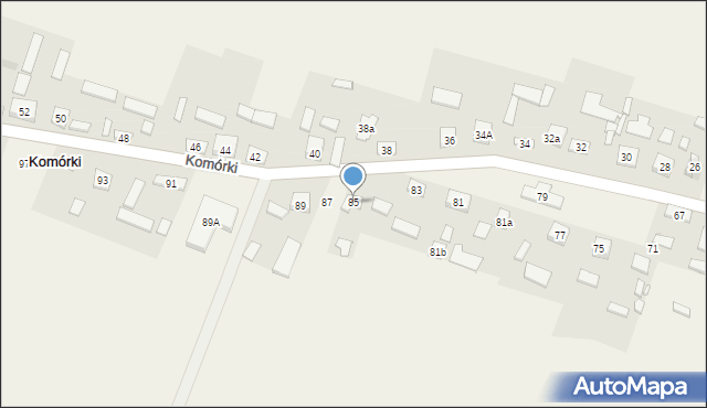Komórki, Komórki, 85, mapa Komórki