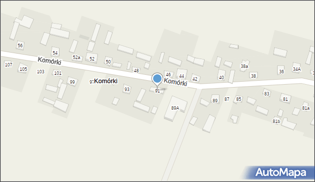 Komórki, Komórki, 91, mapa Komórki