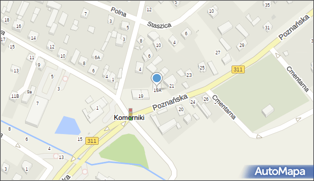 Komorniki, Komornicka, 19A, mapa Komorniki
