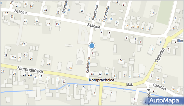 Komprachcice, Kościelna, 1, mapa Komprachcice