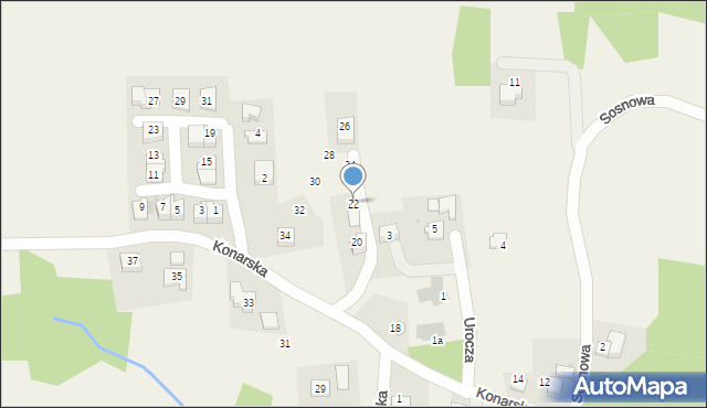 Konary, Konarska, 22, mapa Konary