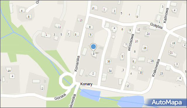 Konary, Konarska, 4, mapa Konary