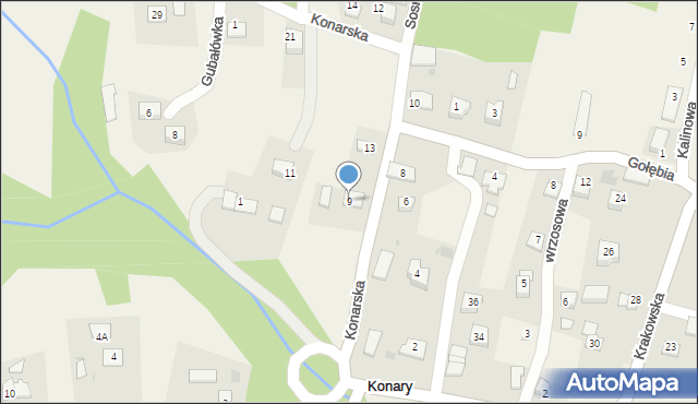 Konary, Konarska, 9, mapa Konary