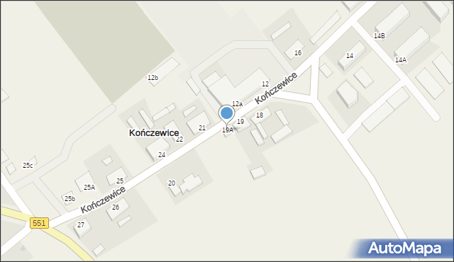 Kończewice, Kończewice, 19A, mapa Kończewice