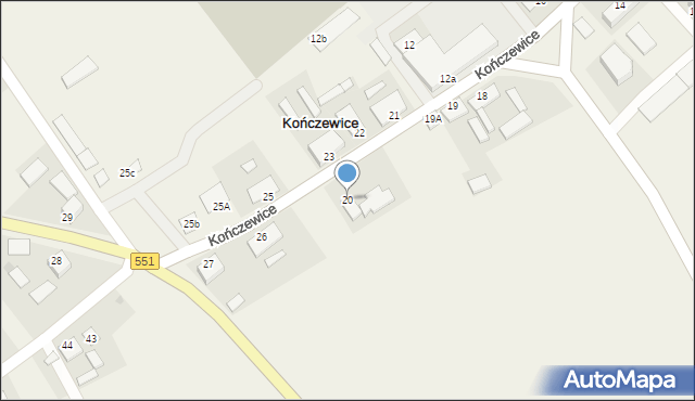 Kończewice, Kończewice, 20, mapa Kończewice