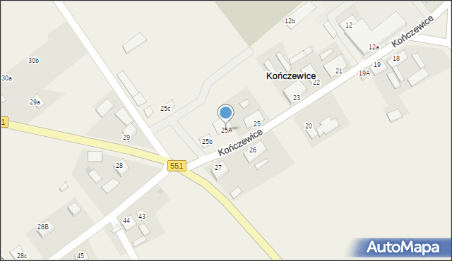 Kończewice, Kończewice, 25A, mapa Kończewice
