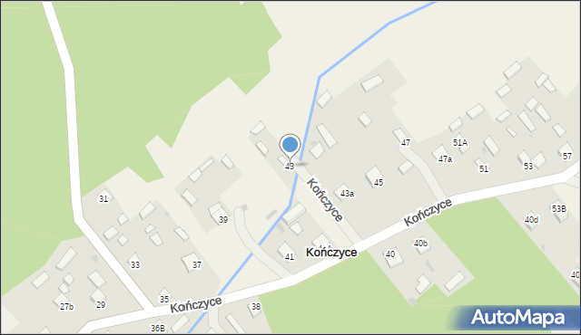 Kończyce, Kończyce, 43, mapa Kończyce