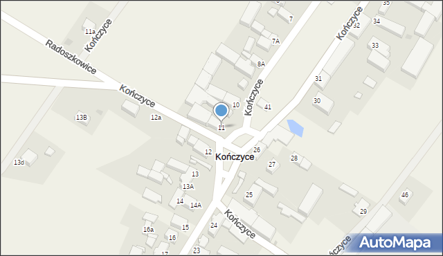 Kończyce, Kończyce, 11, mapa Kończyce